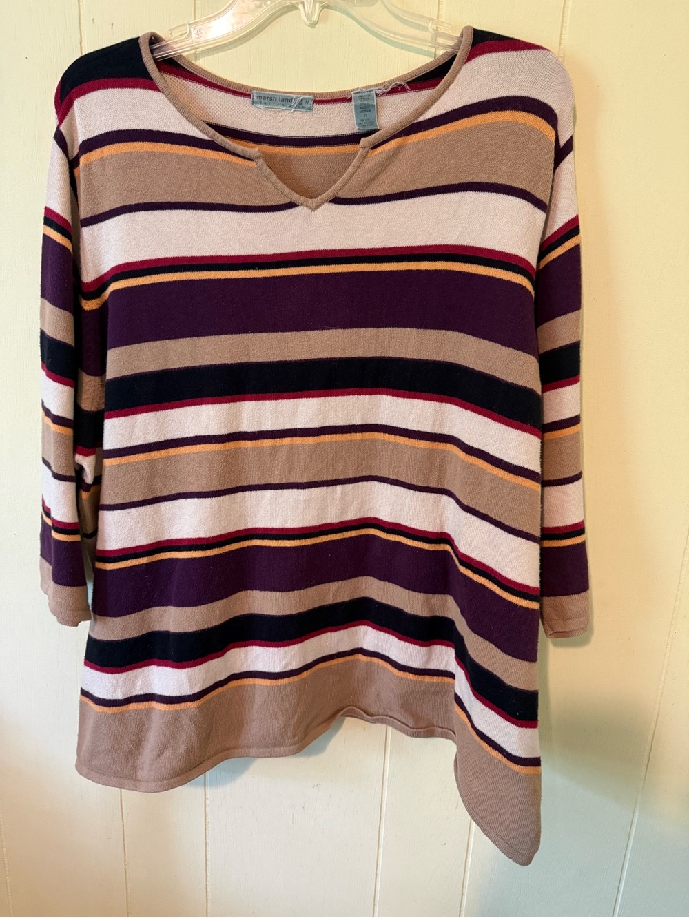 Striped V-Neck Pullover